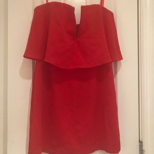 BCBG Strapless Crepe Dress with Ruffle